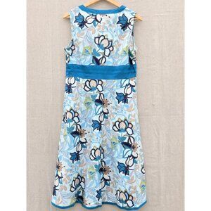 Croft & Barrow Stretch Sleeveless Blue Floral Dress Romantic Feminine Size 14